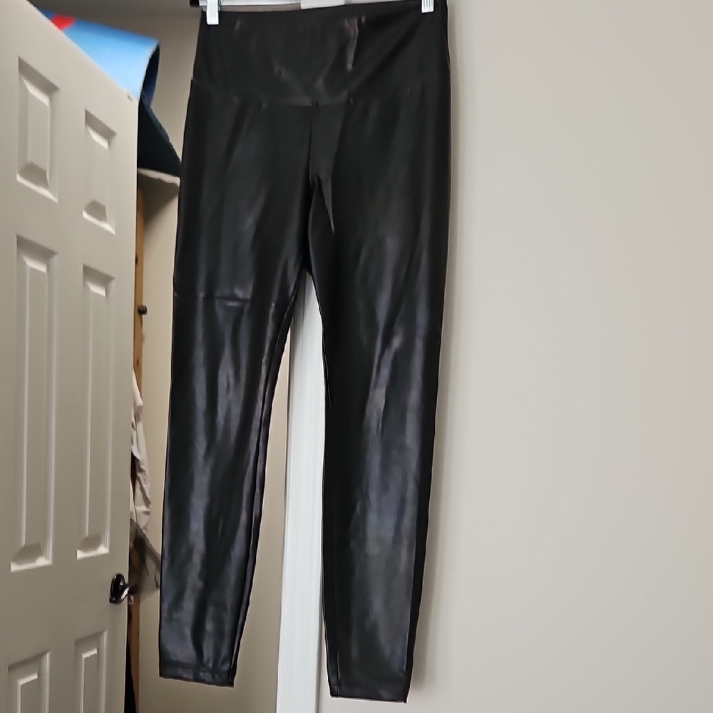 White House Black Market Black Faux Leather Runway Leggings